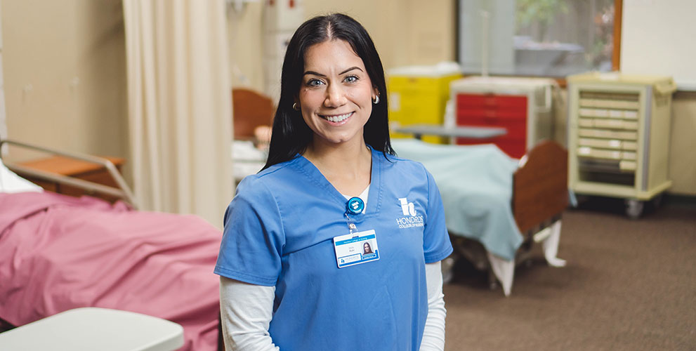 Hondros College of Nursing student in scrubs